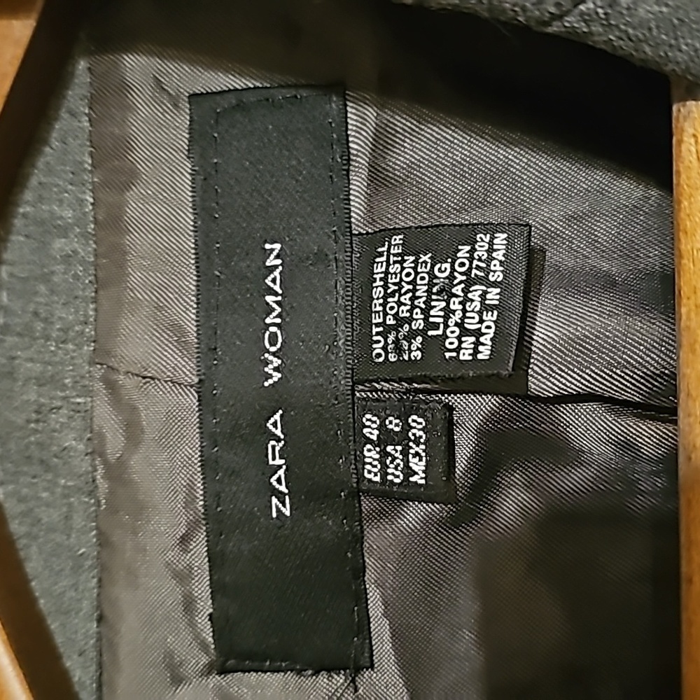 Zara woman blazer size 8 gray houndstooth - Picture 2 of 13